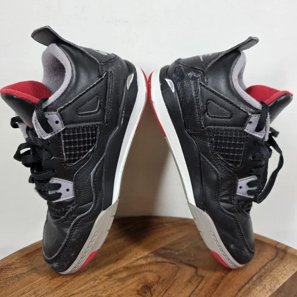 Nike Air Jordan 4 Retro Reimagined Ps Bred Kids Black Size 13.5 Shoes BQ7669-006